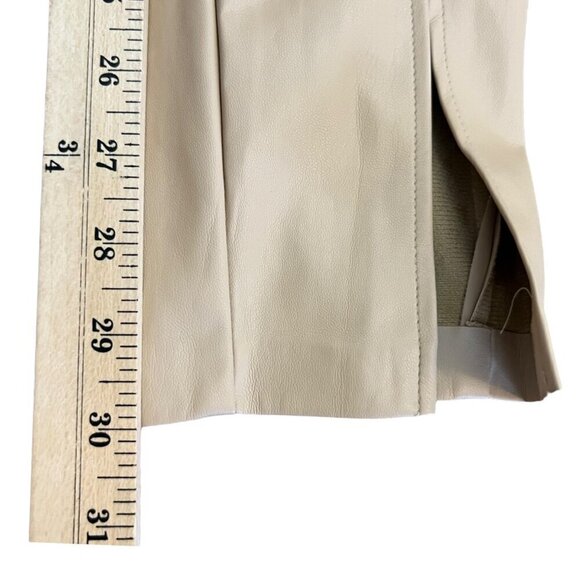 Jason Wu Beige Vegan Leather Split Hem Ankle Pants Size 25 - Picture 7 of 10